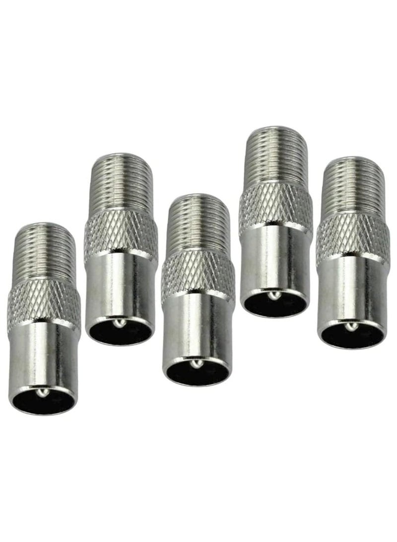 SOLDOUT STB Quick Plug RF Coax F Female to TV Male IEC Coaxial Connector F Connector TV Coaxial plug (Pack of 5) - Image 1