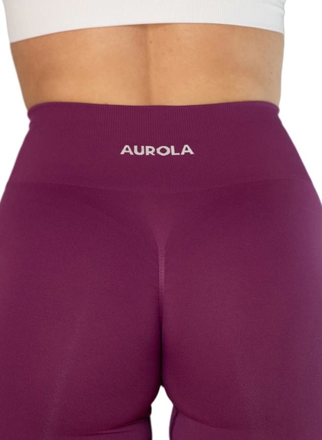 AUROLA Dream Collection Workout Leggings for Women High Waist Seamless Scrunch Athletic Running Gym Fitness Active Pants Magenta L - Image 3