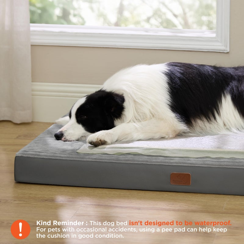 Bedsure ComfyFleece XL Dog Bed for Crate - Extra Large Orthopedic Pet Beds with Removable Washable Cover, NOT Waterproof Egg Crate Foam Mat for Pets Up to 80 lbs, 41"x27"x3.3", Not for Chewers - Image 2