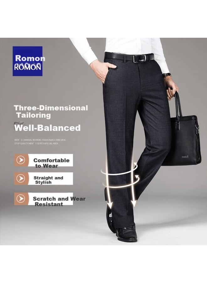 Romon Men's Casual Pants Spring And Autumn New Men's Dress Pants Middle-aged And Elderly Black Regular Fit 31 - Image 2