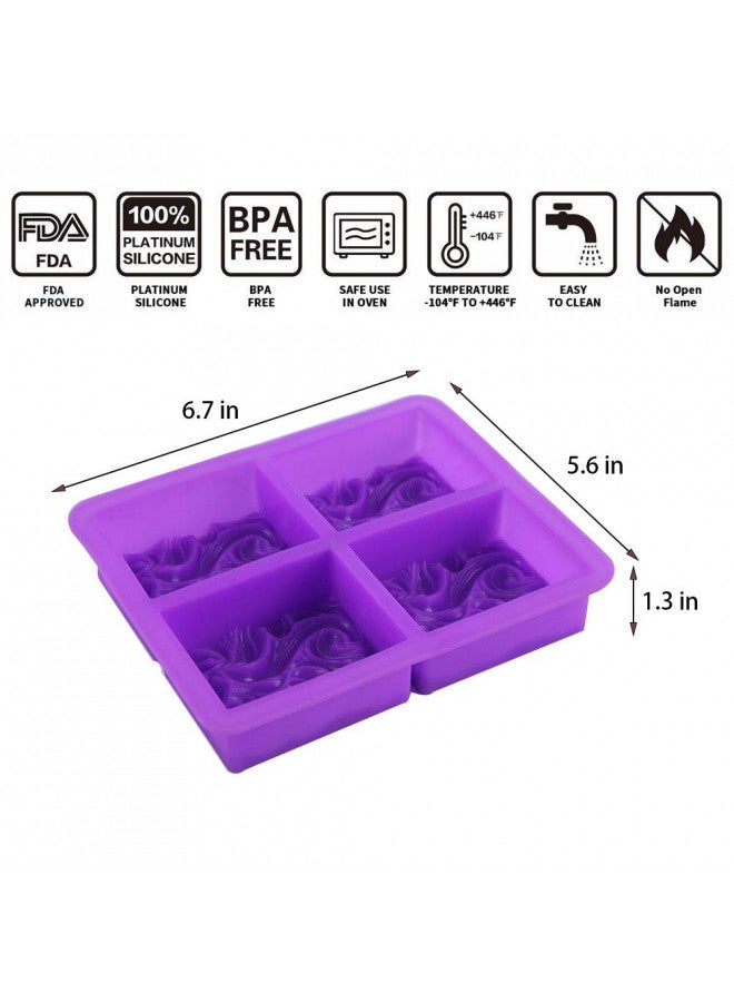 HiParty Ocean Wave Soap Mold Sea Wave Silicone Cake Baking Pan Jelly Pudding Mousse Mould Nautical Handmade Cloud Cold Process Soap Mold, 3.5 Oz Cavities, 4 Bars - Image 2