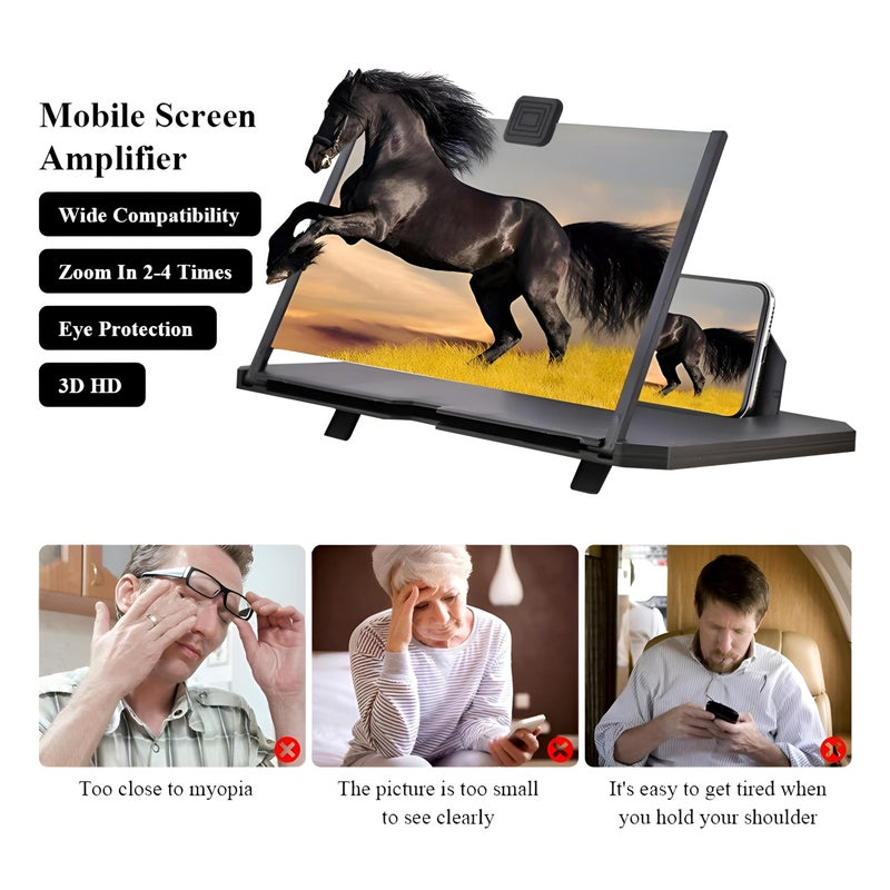 Screen Magnifier - 12 Inch Foldable 3D Mobile Phone Screen Amplifier for Learning, Gaming and Watching Movies, - Image 2