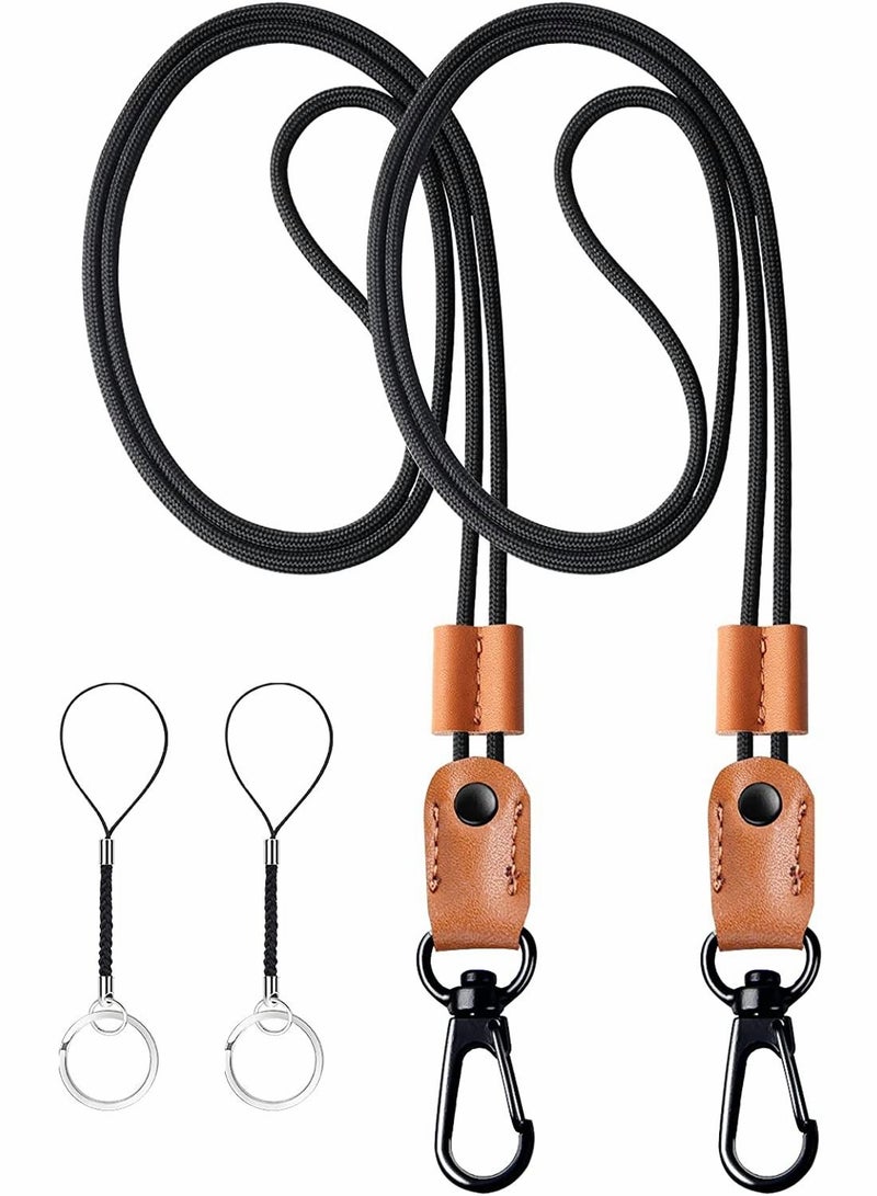 SYOSI Lanyard for Key SYOSI 2 Pack of Leather Lanyard Neck Strap with Strong Metal Clip for ID Card Badge Holder Keys Cell Phone Mini Notebook Unisex - Image 1