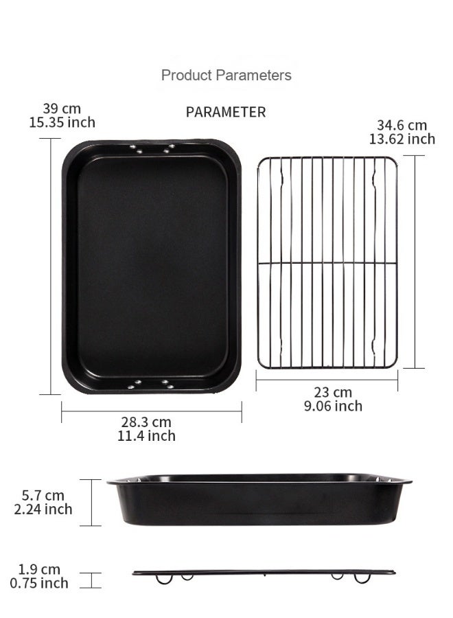 chefmade 15-Inch Non-Stick Roasting Pan with Flat Wire Rack - Image 2