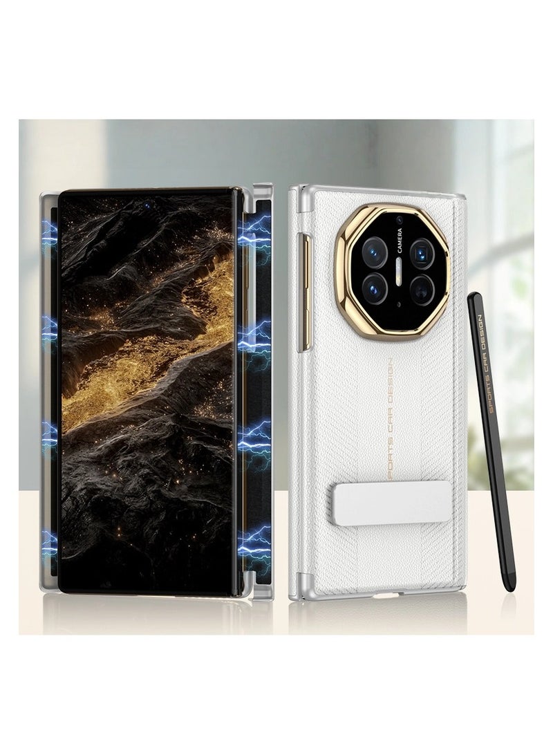 For Huawei Mate XT/Mate XTs Phone Case Extraordinary Master Leather Case Magnetic Pen Stylus Storage Swivel Holder Wear-resistant