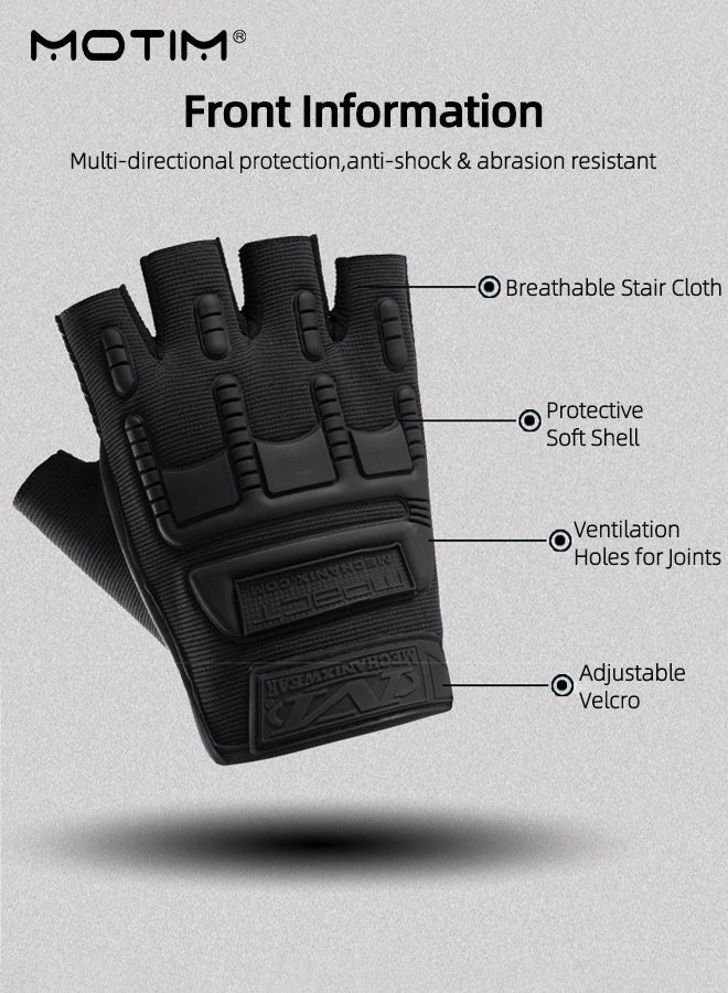 موتيم قفازات دراجات نارية قفازات نصف أصابع مع فيلكرو قابل للتعديل، قبضة مانعة للانزلاق/قفازات واقية قابلة للتنفس، قفازات تدريب قابلة للتعديل للرجال والنساء - Image 5