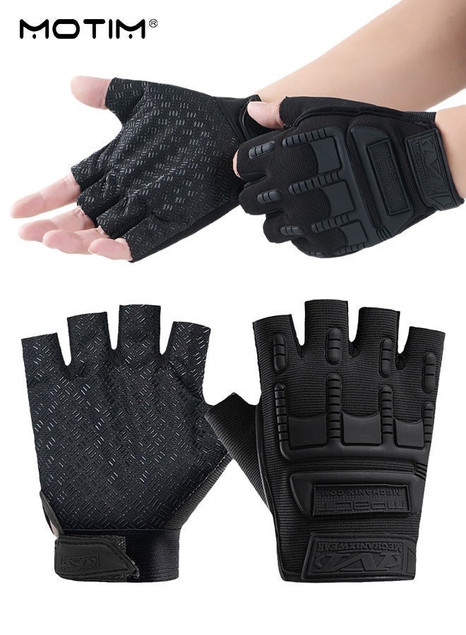 Motim Motorcycle Gloves Half-Finger Gloves with Adjustable Velcro, Non-Slip Grip/Breathable Protective Gloves, Adjustable Training Gloves for Men and Women - Image 2