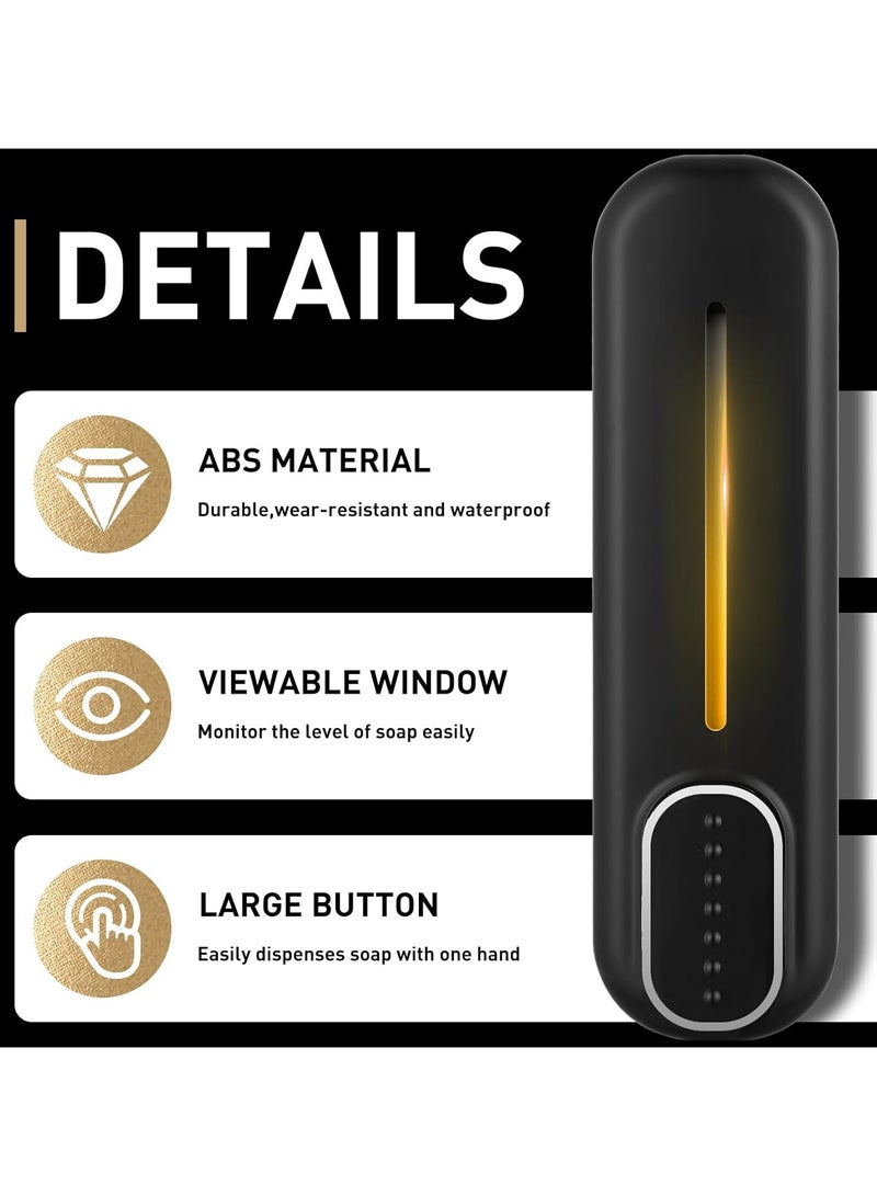 CMGTYYD. موزع صابون أسود مثبت على الحائط، حجرة واحدة، سعة 350 مل، شامبو، بلسم، غسول للجسم، تجاري، منزلي، جل استحمام، موزع صابون - Image 3