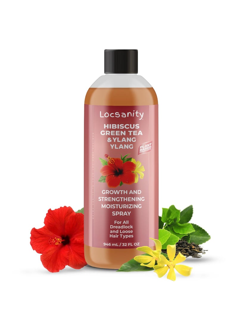Locsanity Locsanity Hibiscus Green Tea Hair Growth Spray for Dreadlocks and Loose Hairstyles Hair Care Treatment – Jumbo Size Loc Moisturizer for Thicker, Fuller, Longer Hair (32oz) 