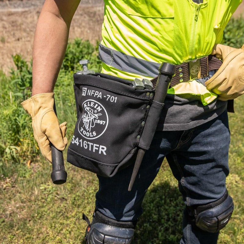 Klein Tools 5416TFR Tool Bag, Flame Resistant Canvas Bag for Bolt Storage with Double Reinforced Bottom and Tunnel Connect, 5 x 10 x 9-Inch - Image 4