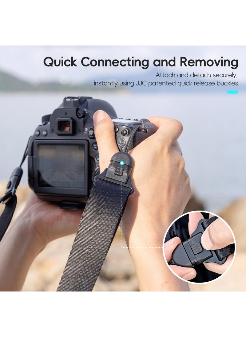 JJC JJC DSLR Camera Neck Strap with Patented Quick Release Buckles, Universal Adjustable Camera Shoulder Sling Strap for Canon Nikon Sony Fujifilm Olympus Pentax DSLR SLR Cameras (Black)  - Image 3