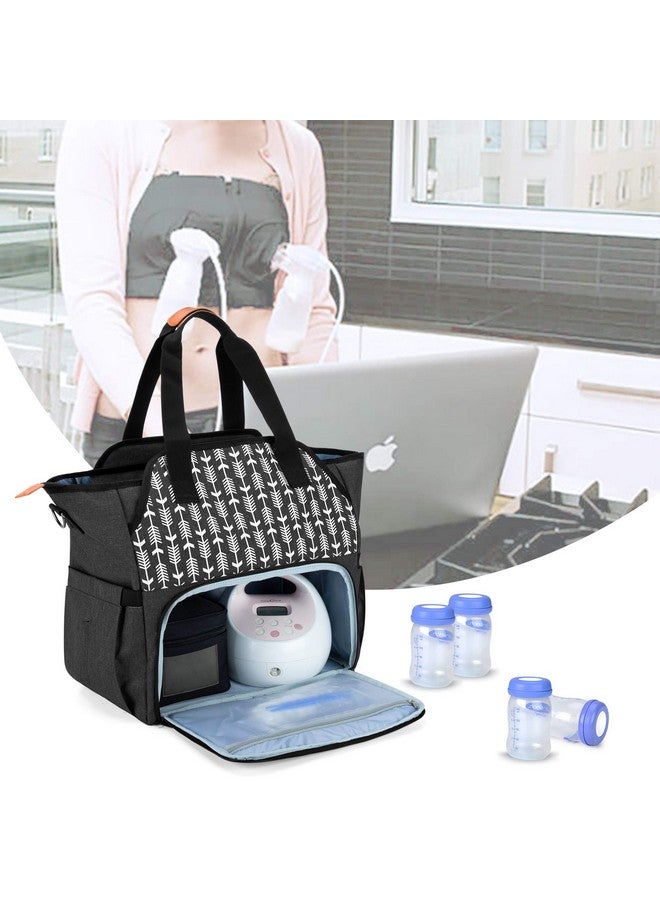 CURMIO CURMIO Breast Pump Tote Bag Compatible for Spectra S1, S2 and Medela, Pumping Bag with Laptop Pocket for Working Moms, Black (Patented Design) - Image 1