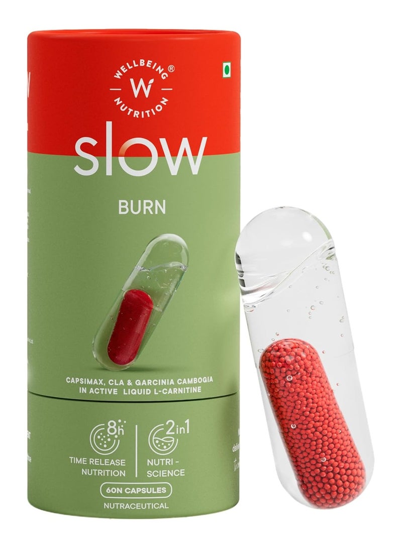 WELLBEING NUTRITION Burn, Fat burner for Men & Women with Garcinia Cambogia, L-Carnitine, Chromium, Green Coffee Beans, Green Tea Extract, Capsimax | Metabolism, Weight Loss Support, 60 Veg Capsules - Image 1