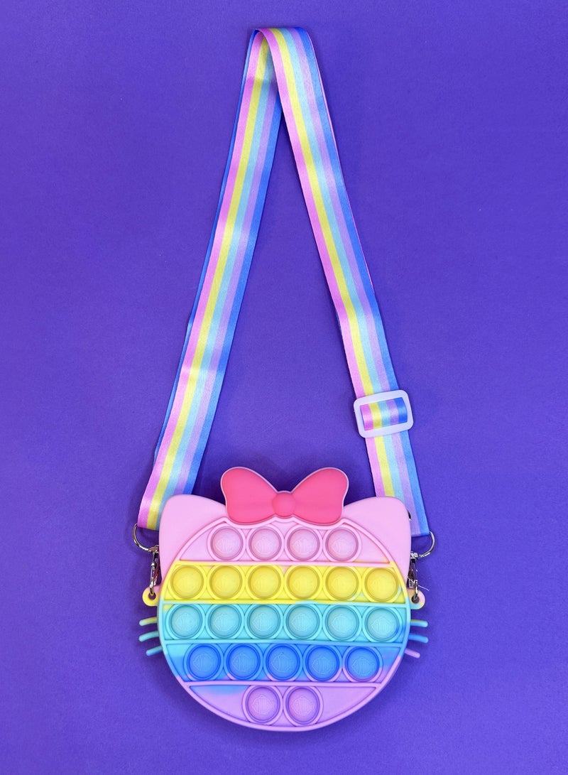 Ogi Mogi Toys Kitten Shape Colorful Shoulder Bags for Girls, Mini Silicone Fidget Bag with Adjustable Strap, Squishy Crossbody Purse for Kids, Perfect Sensory Toy Gifts for Kids Aged 3-10  - Image 2