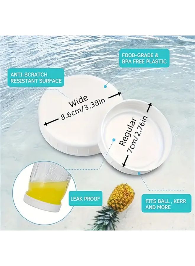 10 Wide Leak Proof Plastic Sealing Lids 86mm 70mm For Mason Jars Kitchen Storage - Image 3
