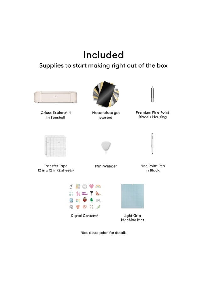 كريكيت Cricut Explore 4 - آلة قص ذكية (لون Seashell) | باقة محتوى رقمي - تتضمن 30 صورة في تطبيق Design Space - Image 2