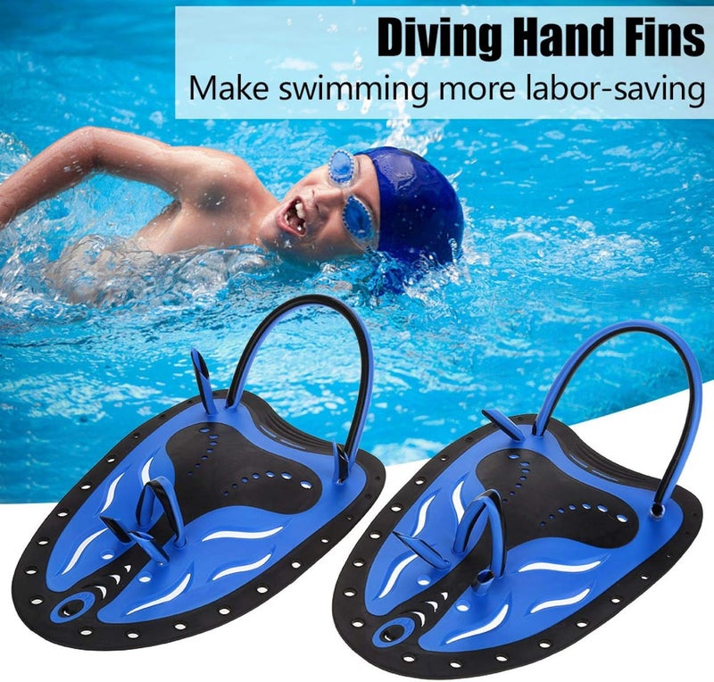 Leftwei Swimming Hand Paddle, Whale Diving Hand Fins Paddles Swimming Training Aid Snorkeling Hand Stroke Webbed Training Fin(M-Blue) - Image 2