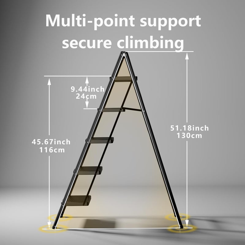 Folding Ladder Black Aluminum 5 Step Ladder with Non-Slip Pedals Ergonomic Storage Ladder for Home Office - Image 2