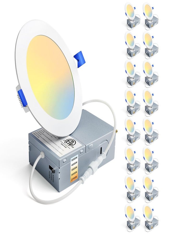 Ensenior 16 Pack Ultra-Thin LED Recessed Lighting 4 Inch 5CCT with Junction Box, 2700K-5000K Selectable, 9W 75W Eqv, Dimmable Can-Killer Downlight, 750LM High Brightness - ETL&Energy Star - Image 1