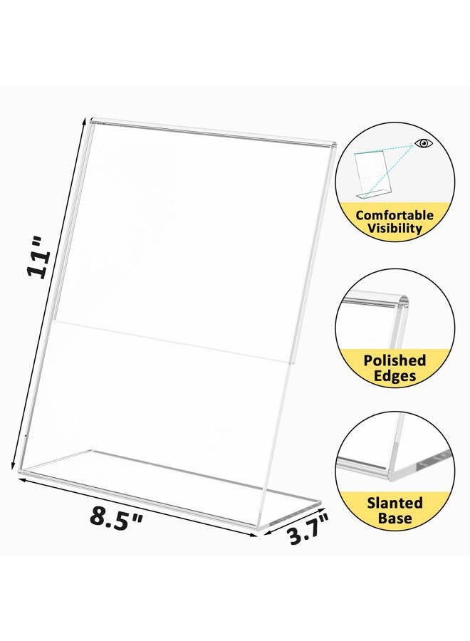 Argvey 4 Pack Acrylic Sign Holder 8.5x11, Clear Plastic Slanted Back Sign Holders, Desktop Papers Menus Frame Flyer Document Holder Display Stand for Coffee Shops, Hotels, Offices, Public Spaces - Image 5