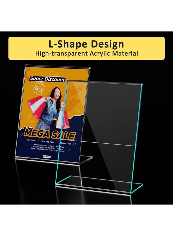 Argvey 4 Pack Acrylic Sign Holder 8.5x11, Clear Plastic Slanted Back Sign Holders, Desktop Papers Menus Frame Flyer Document Holder Display Stand for Coffee Shops, Hotels, Offices, Public Spaces - Image 4