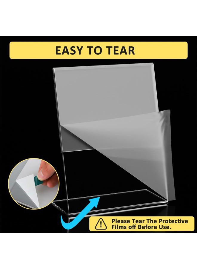Argvey 4 Pack Acrylic Sign Holder 8.5x11, Clear Plastic Slanted Back Sign Holders, Desktop Papers Menus Frame Flyer Document Holder Display Stand for Coffee Shops, Hotels, Offices, Public Spaces - Image 3