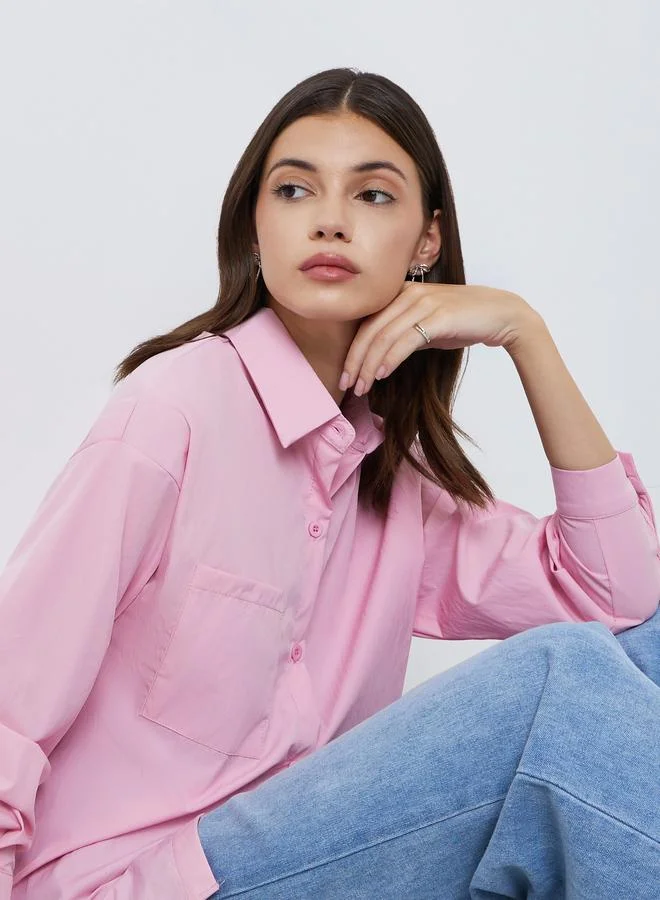 Styli Styli Pink Long Sleeve Oversized Shirt