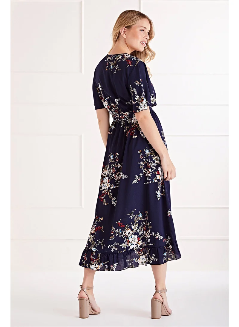 MELA LONDON Floral Dipped Hem Maxi Dress