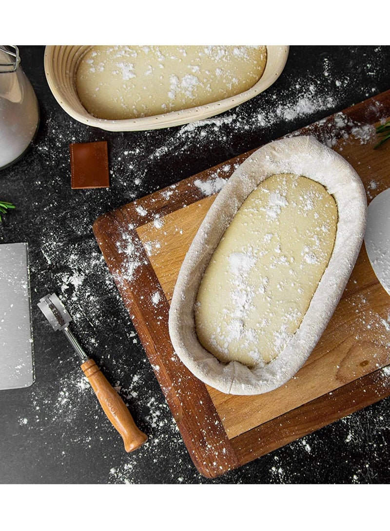 SYOSI Premium Oval Basket with Liner Perfect Proofing Basket for Making Beautiful Bread Bowl Basket with Cloth Liner For Home  Professional Sourdough Baking 10 x 6 x 4 inches - Image 1