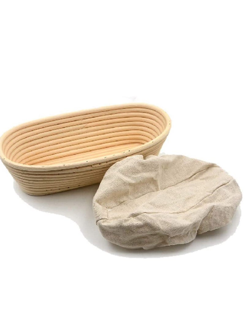 SYOSI Premium Oval Basket with Liner Perfect Proofing Basket for Making Beautiful Bread Bowl Basket with Cloth Liner For Home  Professional Sourdough Baking 10 x 6 x 4 inches - Image 2