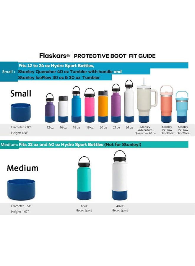 Flaskars Protective Silicone Boot for 12oz - 40 oz Hydroflask Water Bottles Anti-Slip Bottom Sleeve Cover Bumper (Fits 32 and 40 OZ, Cobalt) - Image 3