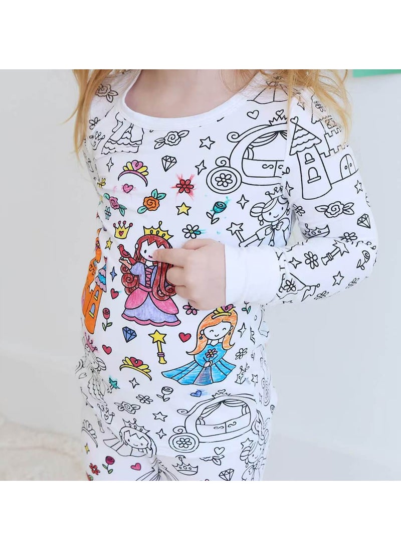 Generic Creative Kids DIY Graffiti Pajamas Homewear Set Colour Your Own Sleepwear Pyjamas for Boys & Girls Rocket Pattern  - Image 5