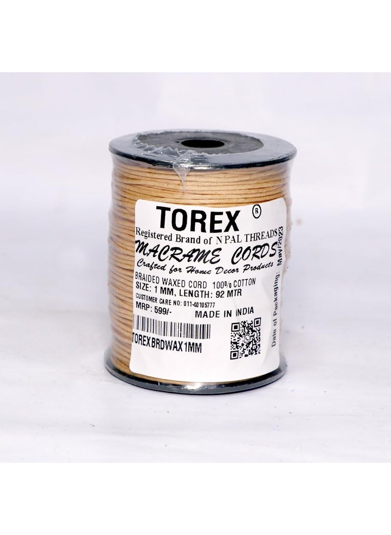 Torex TOREX� 92 Mt, 1mm Thick, Roll Braided Wax Cotton Cord for DIY Jewellery Making, Beading, Art and Craft Work and Handicrafts, (Pack of 1 pcs Light Orange)  - Image 2