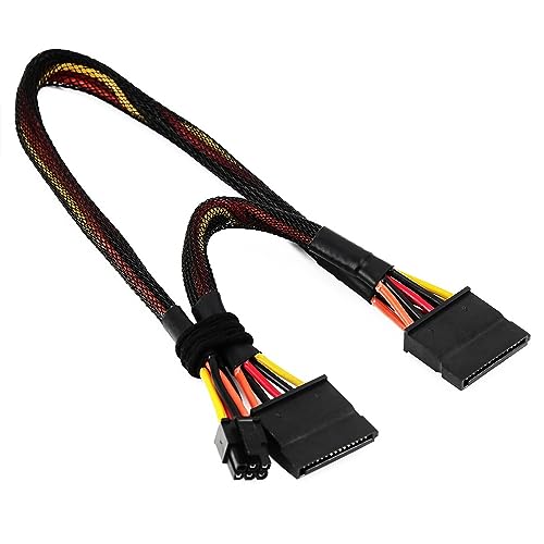 ALINNA SATA 15 Pin x2 to Mini 6 Pin ATX Cord Compatible with Dell Inspiron 3653 3650 HDD SATA Power Cable 12inch/30cm - Image 1