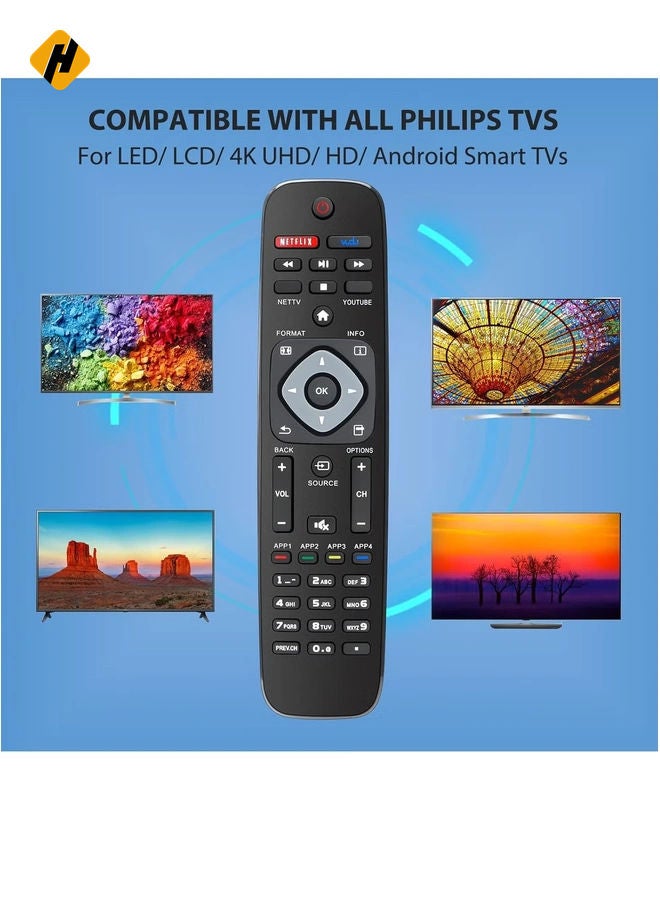 HuHa 【2 Pack】Replacement Remote Control for Philips TV – Newly Upgraded Version 3.0 Smart Remote Control Suitable for Philips TVs with Battery Included - Image 3