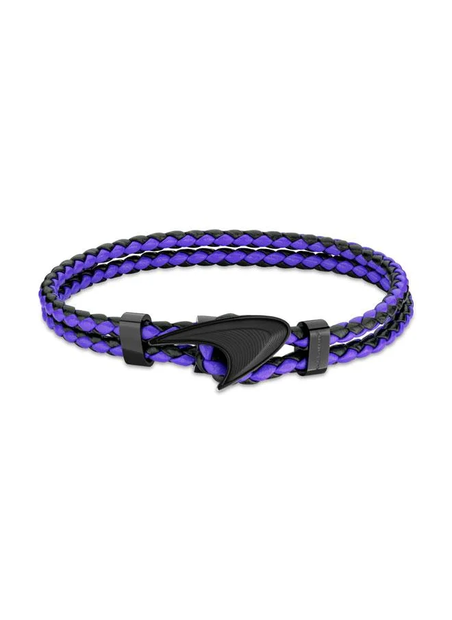 McLaren Afiliet Leather Purple and Black Bracelet for Men (Small)