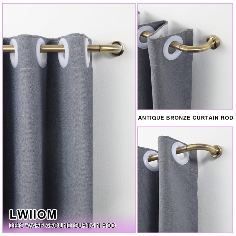 Lwiiom Antique Bronze Disc Curtain Rods, 84-144 Inches Window Curtain Rod,Adjustable Room Darkening Drapery Rod with Aluminum Finials and Brackets,Wrap Around Design - Image 2