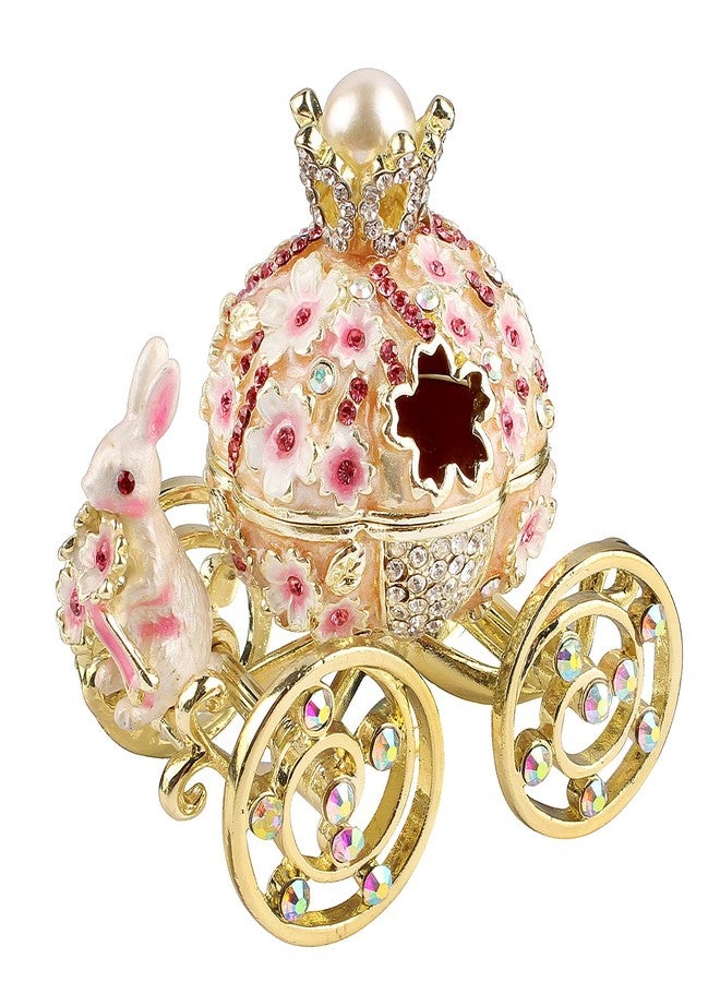 Xinkulas Bunny Flower Pumpkin Carriage Trinket Jewelry Box Keepsake Case (Pink) - Image 1