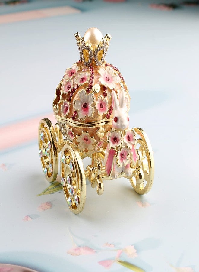 Xinkulas Bunny Flower Pumpkin Carriage Trinket Jewelry Box Keepsake Case (Pink) - Image 4