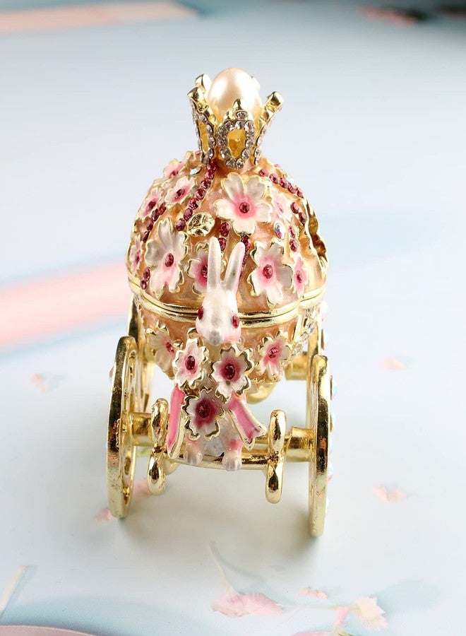 Xinkulas Bunny Flower Pumpkin Carriage Trinket Jewelry Box Keepsake Case (Pink) - Image 3