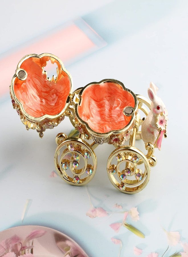 Xinkulas Bunny Flower Pumpkin Carriage Trinket Jewelry Box Keepsake Case (Pink) - Image 5
