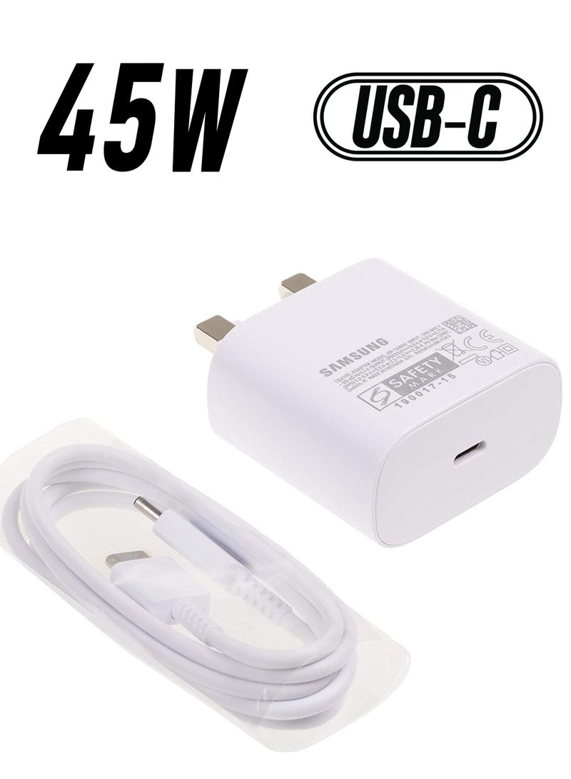 "45W USB-C Super Fast Charger – Type-C Wall Adapter for Samsung Galaxy S22 Ultra/S22+/S22, S21 Ultra/S21 Plus 5G, Note 20 Ultra, S20/S20 Ultra, Tab S8 Ultra/S8+, PPS Fast Charging" - Image 1
