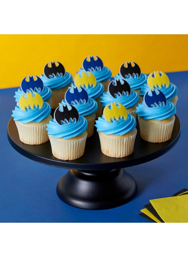 DecoPac Batman Dark Knight Rings, Glow In The Dark Batman Cupcake Decorations, Bat Signal Cake Toppers in Black, Yellow, Blue - 24 Pack - Image 5