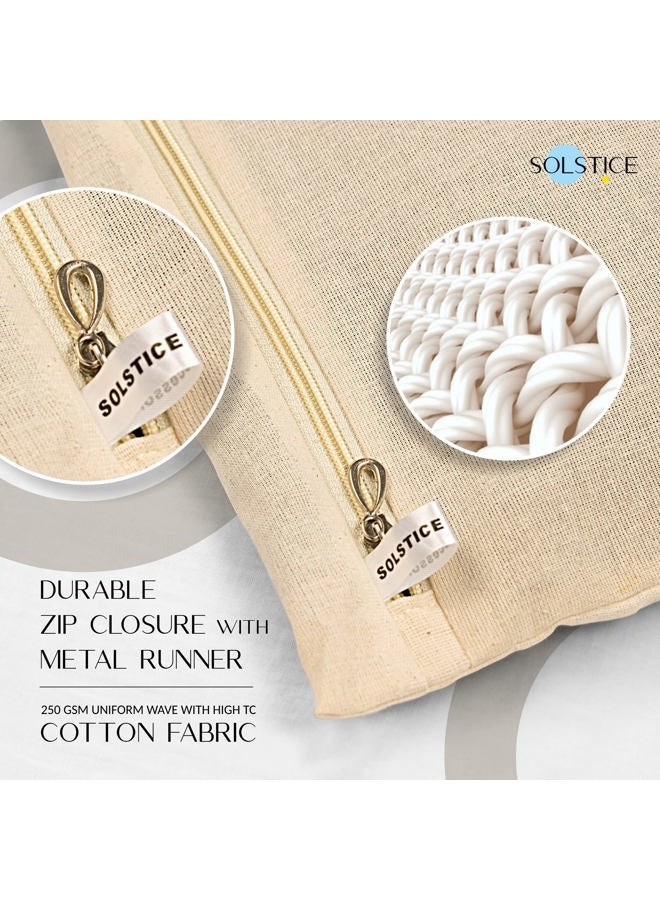 Solstice Cotton Saree Bags/Covers For Storage Set Of - 12 Big Size Single (16 X 14 Inches) With Zip Closure For Clothes Bags And Wardrobe Organizer With Transparent Mesh Window Beige - Image 3