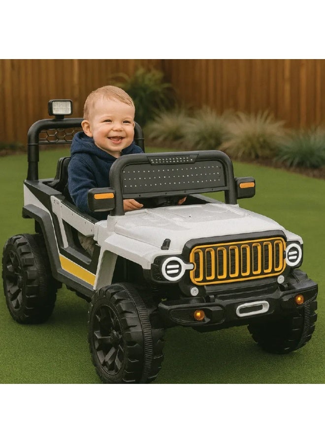 صندوق العاب سيارة جيب كهربائية للأطفال قابلة لإعادة الشحن مزودة بإضاءة LED وRGB وموسيقى - Image 3