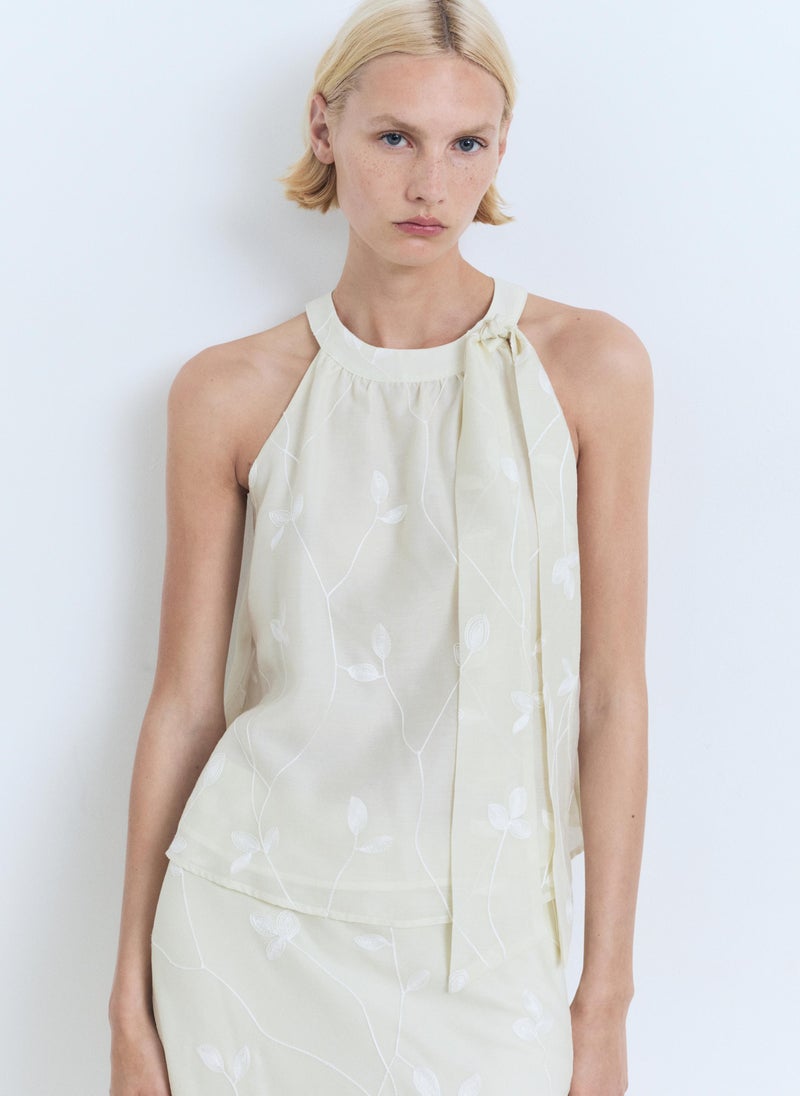 MANGO Halter-neck top with knot detail - Image 1