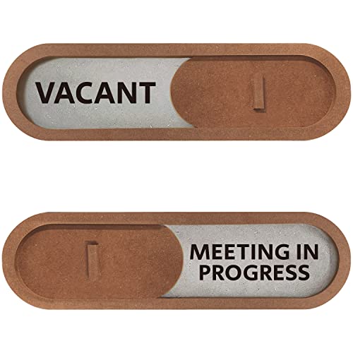 GEEKBEAR Vacant Meeting in Progress Slider Door Sign for Home Office - Premium MDF, 7.5 x 2.2 in (Blue) - Image 1