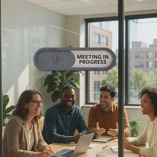 GEEKBEAR Vacant Meeting in Progress Slider Door Sign for Home Office - Premium MDF, 7.5 x 2.2 in (Blue) - Image 2