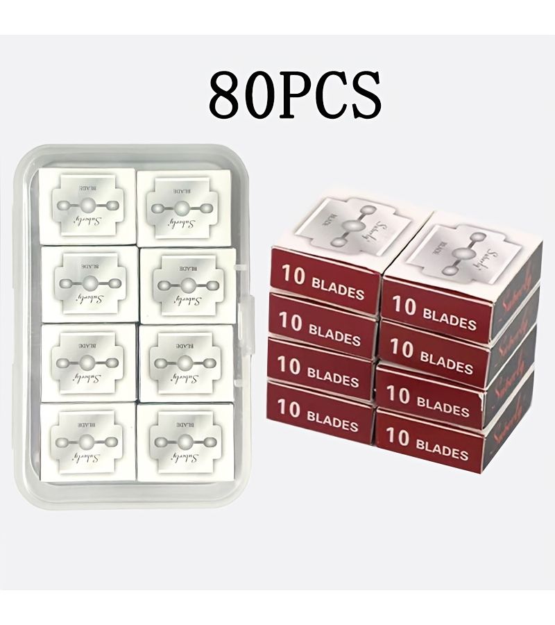 80 Pieces Stainless Steel Foot File Blades Sharp Callus Remover Replacement Blades For Pedicure And Foot Care With Clear Storage Box 10 Blades Per Set Easy Travel Accessory - Image 1
