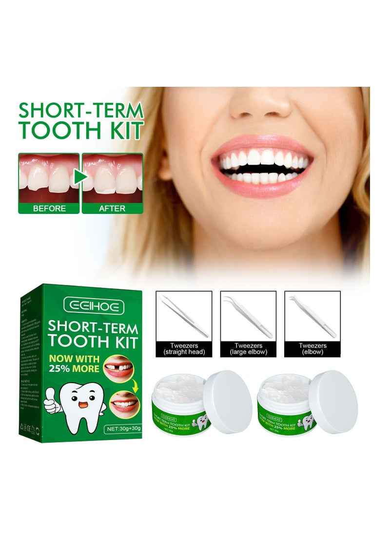 EELHOE Temporary Denture Replacement Bead Set with 3 Pieces Dental Tweezers Tools for Temporary Repair of Missing and Broken Teeth Replacement Dentures for Temporary Fixation  - Image 4